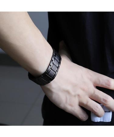 Jeracol Magnet Hard Band Men | Titanium Steel Healing Bracelet with 3500 Gauss | Adjustable Magnetic Bracelet & Gift Box - 3x Black B - Buy Online on GoSupps.com