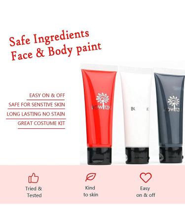 Bowitzki SFX Makeup Kit - Halloween Face & Body Paint, Liquid Latex, Fake Blood, Brushes - for Zombie, Vampire, Monster, Special Effects - Christmas Party - Red, Black, White - Buy Online on GoSupps.com