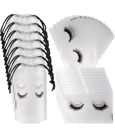 TRIPPER 100Pcs Eyelash Aftercare Bags Lash Bags for Clients Cute Lash Packaging Bags 50 Drawstring and 50 Zipper Cosmetic Bags
