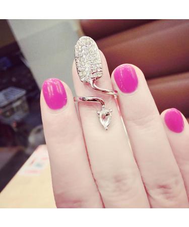 Rhinestone Fingernail Ring Caps - Silver Nail Art Charms for Halloween Party - Buy Online on GoSupps.com