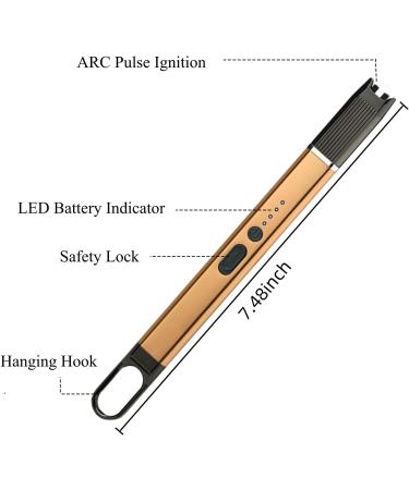 JLBLNHW Lighter Electric Candle Lighters Rechargeable Type C Lighter with LED Display Windproof Flameless Arc Lighters for Candles Grill BBQ Camping Christmas Birthday Gifts for Men Father Dad - Buy Online on GoSupps.com