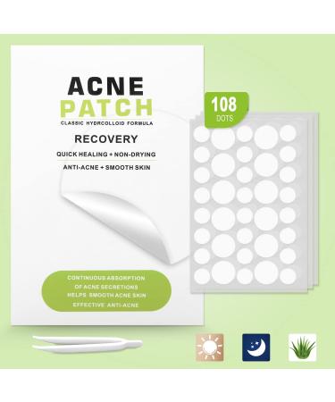108 Count Pimple Patches for Face(3 Effects Aloe Oil & Ultra-Thin Day/Thick Night Use)2 Sizes Hydrocolloid Acne Patches for Face Zit Patches for Face Facial Skin Care Products Beauty 108 Count_Aloe Oil