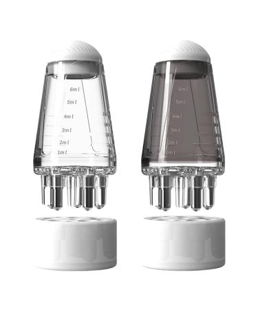 2 Pcs Hair Oil Applicator Bottle Hair Scalp Applicator Portable Liquid Oil Dispenser Root Comb Applicator Bottle Mini Hair Raising Solid Hair Massage Tool Scalp Massage Comb With Roller Ball 1/2 Pcs White+gray