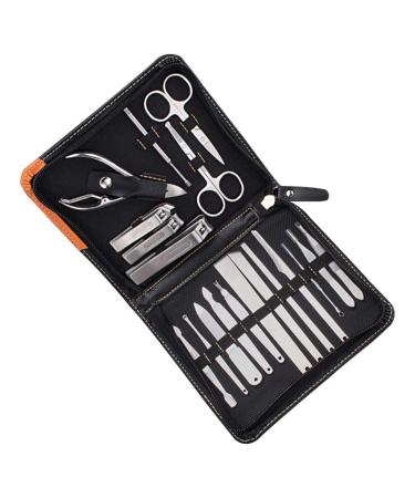 Nail Clippers Set 19pcs Multifunctional Stainless Steel Care Manicure Acne Extractor Nail Clipper Set Pedicure Ear Pick Grooming Tweezers Trimmer (Color : Black Gray)