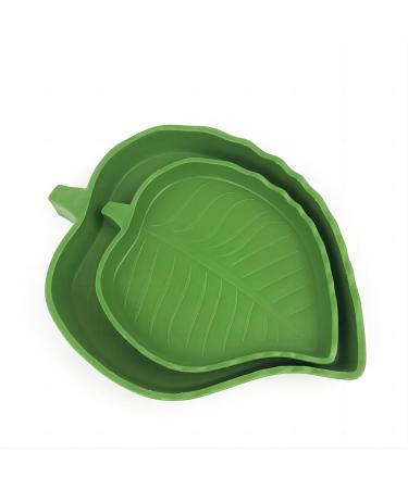 Bailinks 2 Pieces Tortoise Water Bowls Reptile Food Water Bowls Leaf Shape tortoise accessories Tortoise Food Bowl for Crawl Pet Tortoises or Small Reptiles