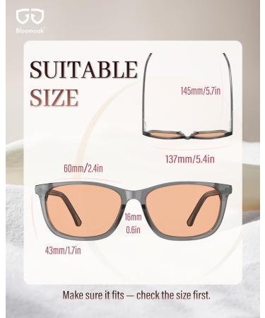 Bloomoak Rose Migraine Glasses FL-Flex Light Sensitivity Relief Glasses for Fluorescent LED Glare Photophobia Eye Strain (Migraine glasses Cinnamon Rose - 70% -Gray Mist Frame(For Outdoor)) - Buy Online on GoSupps.com