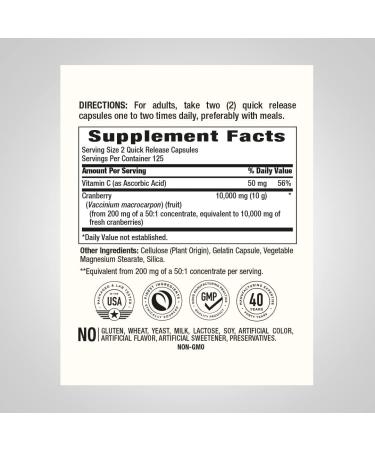 Piping Rock Cranberry Concentrate Capsules 10,000mg | 250 Pills | Vitamin C Extract Supplement | Non-GMO & Gluten Free - Buy Online on GoSupps.com