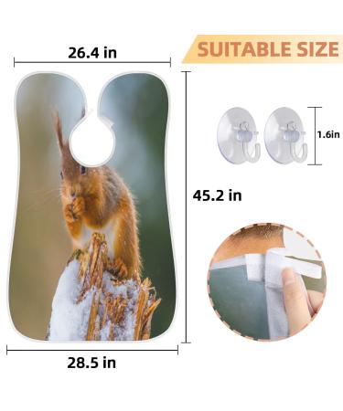 Winter Cute Squirrel Beard Bib Apron - Non-Stick Waterproof Grooming Cape for Men | Perfect Gift with Suction Cups - Buy Online on GoSupps.com