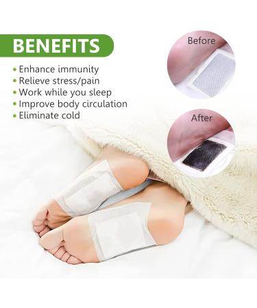 20 Pcs Natural Foot Pads with Bamboo Vinegar & Ginger - Enhance Sleep Quality & Blood Circulation - Buy Online on GoSupps.com