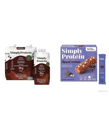 Ready-To-Drink Protein Shake 20G Protein Rich Chocolate Plant-Based Gluten-Free Dairy-Free & Chocolate-Dipped Protein Bars Pack of 5 Cookies & Cream Biscuit Bars High Protein Snack Low Sugar