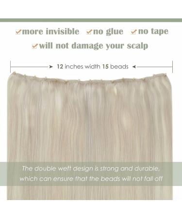 LAAVOO Blonde Micro Link Extensions - 50g Real Remy Human Hair 45cm Platinum Blonde #60 Invisible Micro Bead Hair Extensions - Buy Online on GoSupps.com