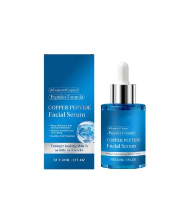 Copper Peptides Serum for Face Multi-Peptide Advanced Serum with Hyaluronic Acid & Collagen Anti-Aging Firming Fade Fine Lines Wrinkles Booster Moisturizing Glow Women Men 1 Oz