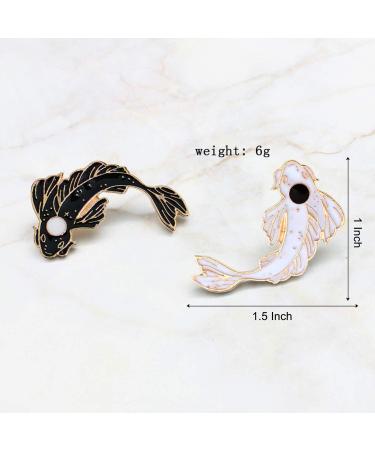 GuassLee Enamel Fish Brooch Pin Set - 2pcs Cute Black and White Cartoon Lapel Pins for Backpacks, Clothes, and DIY Accessories - Buy Online on GoSupps.com
