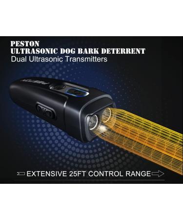 PESTON Dog Barking Control Devices Dual Sensor Anti Barking Device Ultrasonic Dog Bark Deterrent Rechargeable/LED Flashlight Stop Barking Deterrent Dog Whistle with Training - 25 feet Range - Buy Online on GoSupps.com