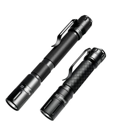 Mini Flashlight 3 Modes Small Flashlights LED Powerful High Lumens Tactical Pen Light with Clip,Slim Portable Pocket Compact Torch for Emergency Inspection AAA Battery Water-Resistant (3.4 & 5.2 inch) Black 3.4 & 5.2 inch