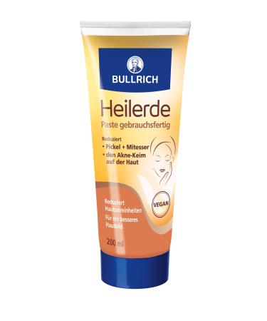 Bullrich Heilerde Paste |ready for use |Reduces pimples and blackheads |Free clogged pores |matt |free of fragrances |Vegan |200 ml (1 Pack)
