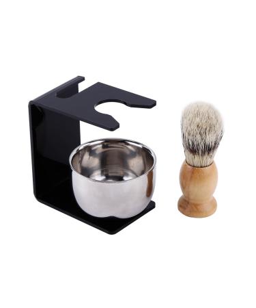 Wallfire Men's Shaving Brush Stand with Nylon Bristles & Stainless Steel Bowl | Premium Shaving Tool for Men - Buy Online on GoSupps.com