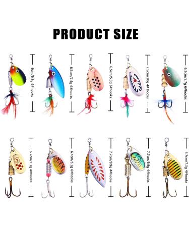 HENGJIA Trout Spinner Bait Lures Kit - 10PCS, Ideal for Bass, Trout, Pike, Steelhead - Freshwater and Saltwater Fishing Spoons Included - Buy Online on GoSupps.com