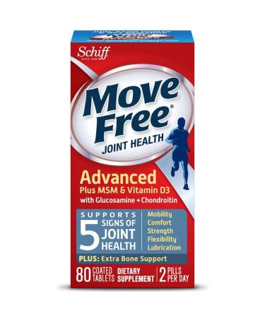 Move Free Advanced Plus MSM and Vitamin D3 80 tablets - Joint Health Supplement with Glucosamine and Chondroitin (Pack of 3)