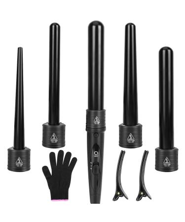 Curling Iron 5 in 1 Curling Iron Wand Set  Hair Curling Wands for Long Short Hair PTC Ceramic Curling Tongs with Adjustable Temperature Dual Voltage with Glove