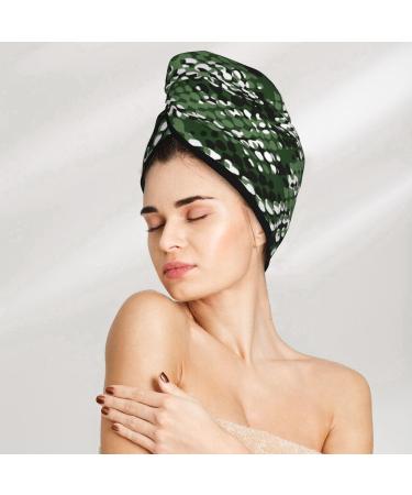 Green Snakeskin Microfiber Hair Towel - Soft Super Absorbent & Quick Dry Hair Wrap for Women with Long Curly & Thick Hair - Buy Online on GoSupps.com