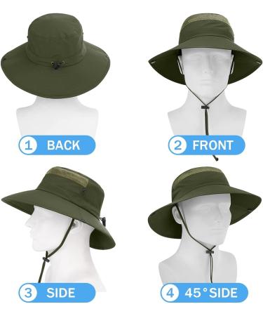 3 Pack Mens Boonie Sun Hat UV Protection for Fishing, Hiking, and Gardening - Dark Grey, Light Grey, Army Green - Buy Online on GoSupps.com