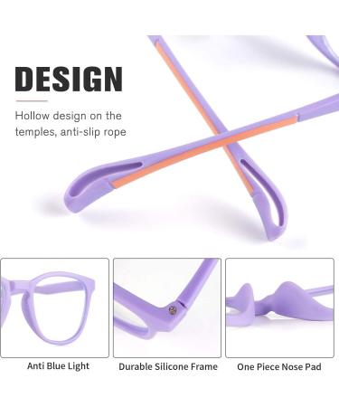 COOLOO Kids Blue Light Blocking Glasses 2 Pack | Anti Glare & Eyestrain | Boys Girls Ages 3-15 | Blu-ray Filter | Computer Gaming TV Glasses | Black+Purple - Buy Online on GoSupps.com