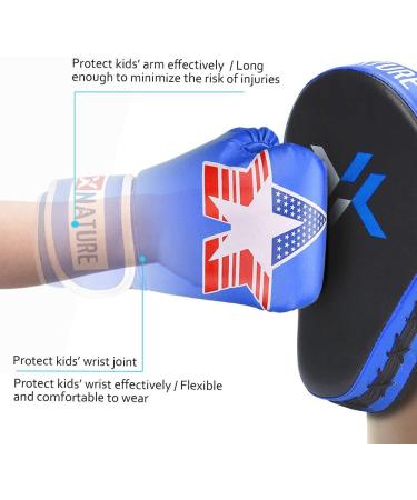 Xnature PU Kids Boxing Gloves - 4oz 6oz 8oz for Ages 5-12 | Blue Boxing Gloves for Kickboxing and Training - Perfect Christmas and Birthday Gift - Buy Online on GoSupps.com