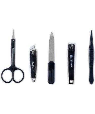 Ben Sherman Men's Travel Nail Clippers Set - 5-Piece Grooming Kit with Scissors, Tweezers, and Leather Case - Buy Online on GoSupps.com