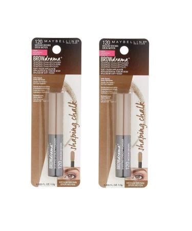 Maybelline New York Brow Drama Shaping Chalk Powder Medium Brown 120 - Pack of 2 - Buy Online on GoSupps.com