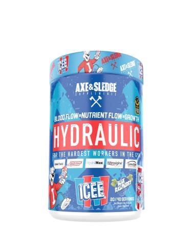 Axe & Sledge Supplements Hydraulic Stimulant-Free Pre-Workout with Nitrosigine, AgmaMax, Hydromax & Creatine MagnaPower, Increases Performance, Focus, & Pumps, 20/40 Servings, ICEE Blue ICEE Blue Rapsberry
