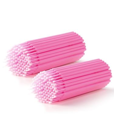 200Pcs Micro Applicators Brush Annhua Disposable Application Brushes for Makeup Eyelash Extensions Dental Care and Cleaning (Pink)