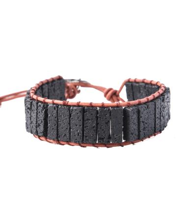 YGLINE Men Women Natural Stone Lava Rock Diffuser Bracelet Yoga Agate Beads Bracelet Bangle