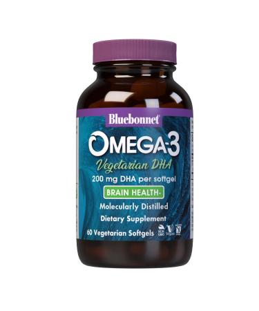Bluebonnet Natural Omega-3 Vegetarian DHA Vegetarian Softgels 200 mg 60 Count ('743715009097) 60 Count (Pack of 1)