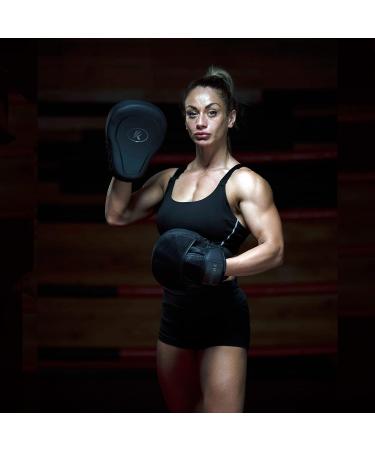 Kruzak Matte Black Boxing Gloves and Focus Mitts Set - 16 oz for Kickboxing, Muay Thai, MMA Training - Fitness Kit for Martial Arts - Buy Online on GoSupps.com