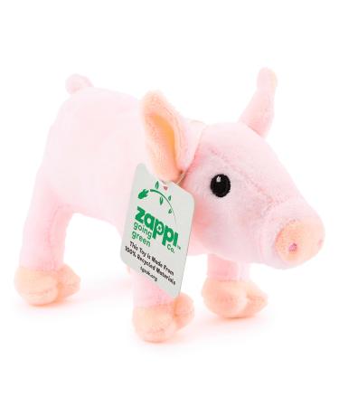 Zappi Co 100% Recycled Plush Piglet Toy (14cm Length) Stuffed Soft Cuddly Eco Friendly animals Collection For New Born Child First kid Pigglet