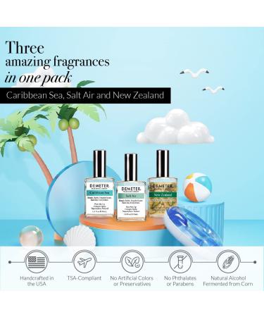 DEMETER Water Foolproof Blending Set of 3 Perfumes - Caribbean Sea Salt Air New Zealand - 3 Unique 1 Oz Cologne Sprays - Buy Online on GoSupps.com