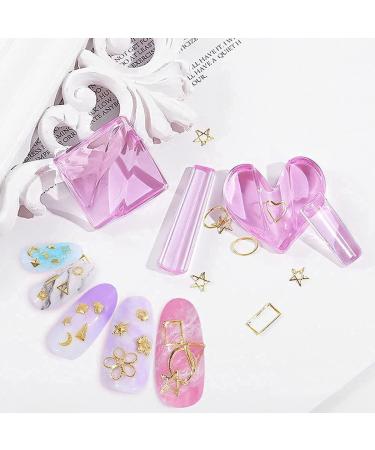 OLACD Mini Acrylic Nail Bending Tools Set 2Pc Portable Metal Embossed Mold Equipment for DIY Nail Art Hollow Frame Embossers in Pink with Heart & Star Shapes - Buy Online on GoSupps.com