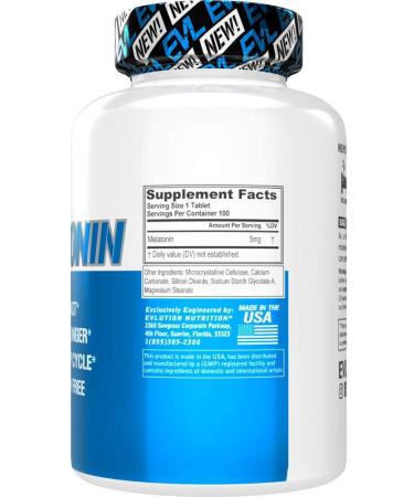 EVLution Nutrition Melatonin 5 mg - 100 Tablets for Better Sleep - Buy Online on GoSupps.com