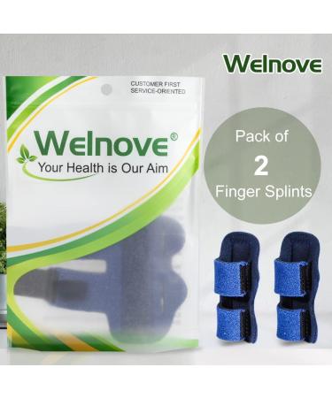 Welnove Finger Splint - 2 PCS Finger Brace for Trigger Finger Broken Fingers | Support & Stabilization for Index Middle Ring Finger - Blue Style B - Buy Online on GoSupps.com