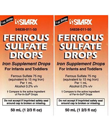 Ferrous Drops Iron Supplement Peppermint Flavor Generic for Enfamil Fer-in-Sol Iron Supplement Drops for Infants, Toddlers & Children Measuring Dropper Included 50 ml per Bottle Pack of 2 1.69 Fl Oz (Pack of 2)