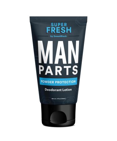 Super Fresh Man Parts Ball & Crotch Deodorant For Men - Aluminum Free, Natural Lotion-to-Powder Protection - Stop Sticky, Itchy, Smelly Man Parts - No Talc. No Parabens - Dermatologist Tested - Made in USA - 4 fl oz Tube M…