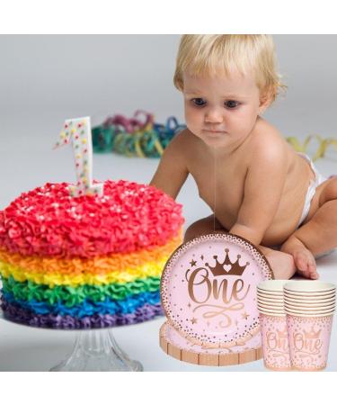 Party Tableware Princess Crown Plates Paper Cups Pink Gold Party Supplies for Kids Birthday Weddings Anniversary Decorations - Buy Online on GoSupps.com