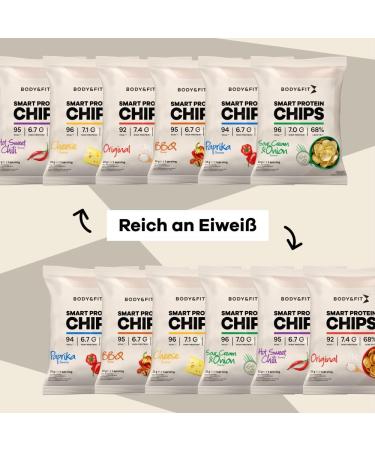 Body & Fit Smart Protein Chips - Barbecue Flavor | 12 Bags of High-Protein Soy & Potato Snack - Delicious & Healthy Snack Option for Weight Loss - Buy Online on GoSupps.com