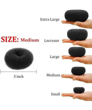WACURRENTHYD Hair Donut Bun Maker 2PCS - Medium 3 Inch Black Chignon Doughnut Shaper for Short & Thin Hair - Buy Online on GoSupps.com