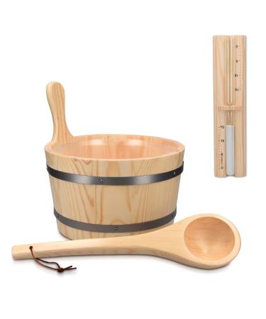 Navari's sauna chick made of wood with a trowel sandwear - 5l sauna bucket with plastic insert - infusion bucket set sauna bucket 27.5 cm - bucket from pine 3 unit (Lot de 1) light brown