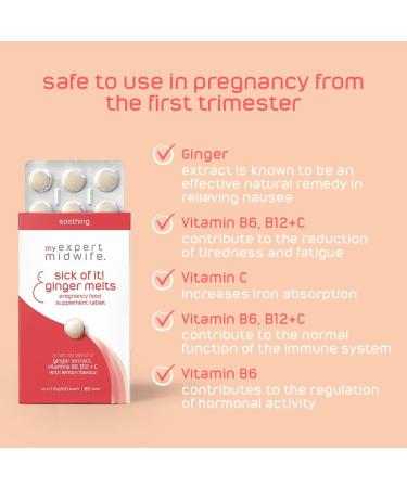 Morning Sickness Relief: My Expert Midwife Soothing Ginger Melts - 60 Tablets - Buy Online on GoSupps.com