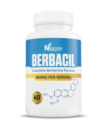 Berbacil Berberine Supplement with Complete Berberine Formula 60 Gluten-Free Capsules for Men & Women 800mg
