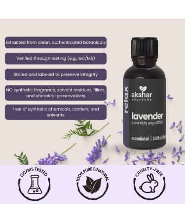 AKSHAR Ayurveda Organic Lavender Essential Oil Organic (0.5 fl oz/15ml 2 Pack) Therapeutic Grade 100% Pure Lavender Oil for Relaxation Aromatherapy Skin Care Massage & DIY Projects - Buy Online on GoSupps.com