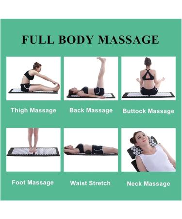 Dunlap Massage Pillow - 125x43cm Acupuncture Cushion for Neck Back & Feet Relief | Stress & Pain Relief Yoga Acupressure Mat & Pillow Set (Green) - Buy Online on GoSupps.com
